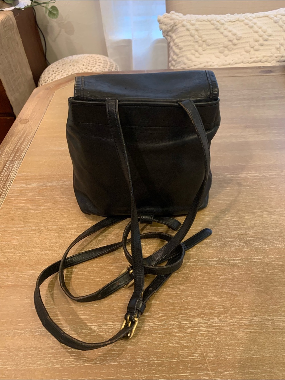 Vintage Coach Black Leather Mini Backpack with Brass-Tone Buckle 4152 - Picture 2 of 11